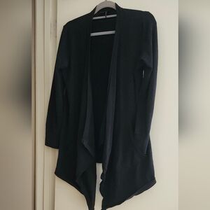Donna Karan New York Long Black  Open Cardigan